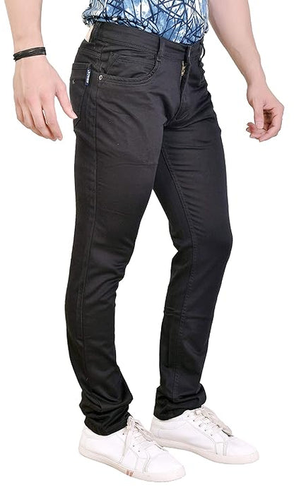 Basilio Cotton Knitted Fabric Stretchable Denim Regular Fit Mid Rise Jeans Pant for Men