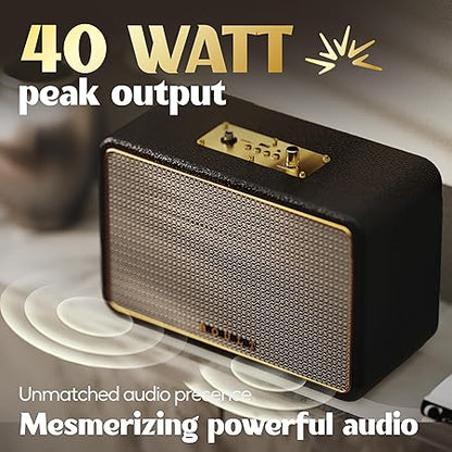 Boult Newly Launched Retroamp Z40 with 40W Bluetooth Speaker with Dual Dynamic Drivers, 14Hrs Playtime (Royal Gold)