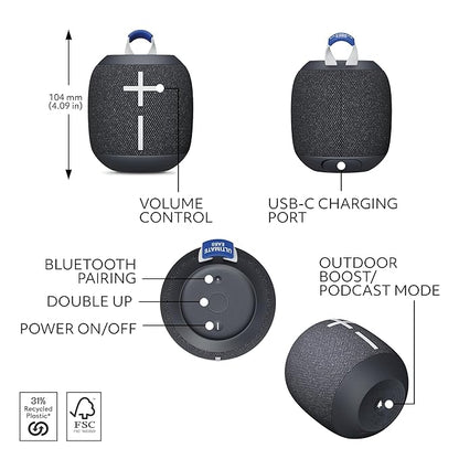 Ultimate Ears WONDERBOOM 4 Portable Waterproof Bluetooth Speaker with Big Bass and 360-Degree Sound,  40 m (131ft) Range (5 color options)