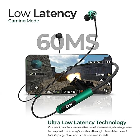 Foxin FoxBeat 210 Music Neckband Earphones | 10mm Speaker Driver, Lightweight (Green)