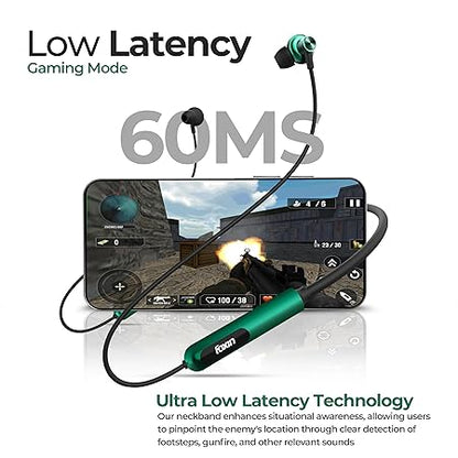 Foxin FoxBeat 210 Music Neckband Earphones | 10mm Speaker Driver, Lightweight (Green)