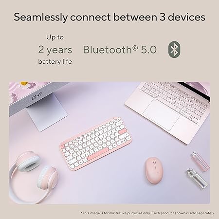 ASUS Marshmallow KW100 Wireless Keyboard – Rose Clay | Silent Scissor Keys, Compact Design, 2-Year Battery Life, Compatible with Windows/Mac/Chrome/iOS/with Dedicated Copilot Key