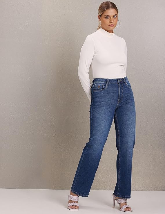 U.S. POLO ASSN. Women's Mid Rise Relaxed Jeans