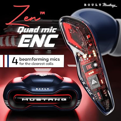 Mustang Torq Wireless in Ear Earbuds with 50H Playtime, App Support, Quad Mic ENC, 45ms Low Latency (3 color options)