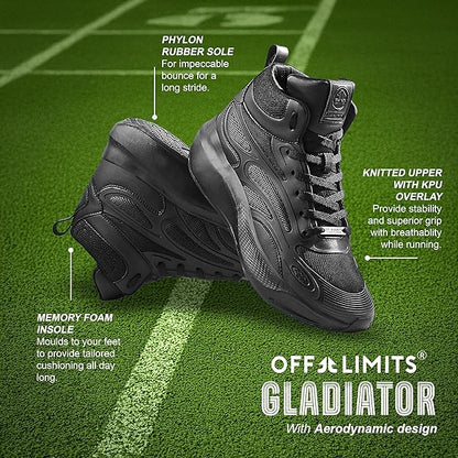 OFF LIMITS Gladiator EXPLOREX Sneakers for Men | Lightweight Breathable Comfortable High-Top Shoes for Men (Black)